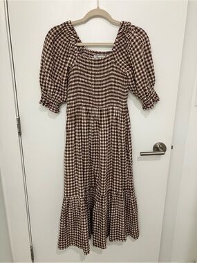 Brown gingham madewell dress